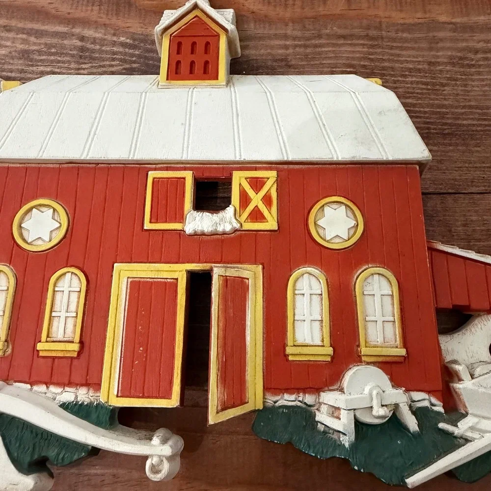 Vintage 1975 Homco Red Barn Silo Wall Plaque Dart Ind 7369 Made in USA